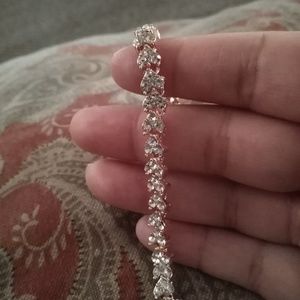 14k rose gold lab created white sapphire bracelet